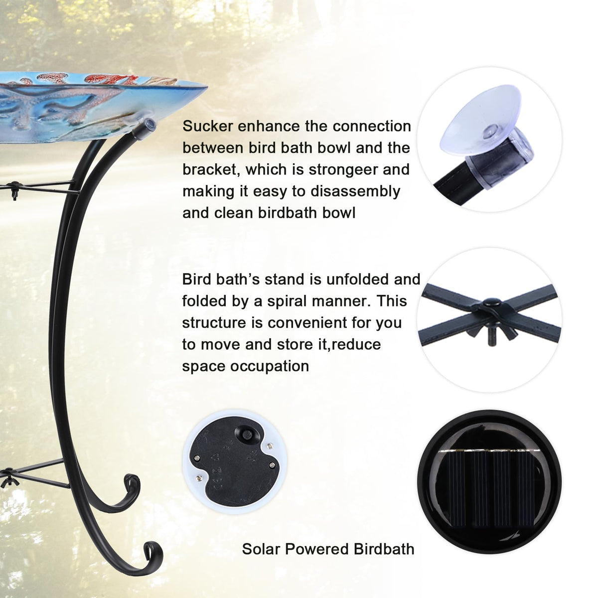MUMTOP outdoor bird bath enhances garden decor and bird attraction