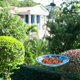 MUMTOP glass bowl adds color and life to your garden setting