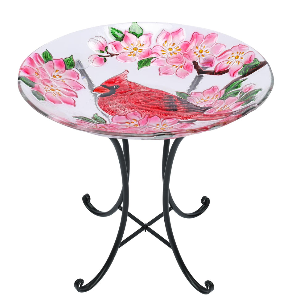 MUMTOP outdoor glass birdbath bowl invites birds and adds charm to your garden.
