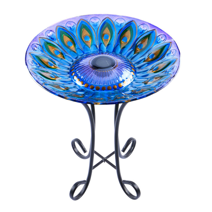 MUMTOP outdoor glass birdbath bowl with stand attracts birds to your garden.