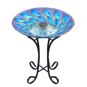MUMTOP outdoor glass birdbath in yard inviting birds and ambiance.