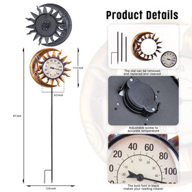 MUMTOP garden stake display thermometer for indoor and outdoor temperature monitoring.