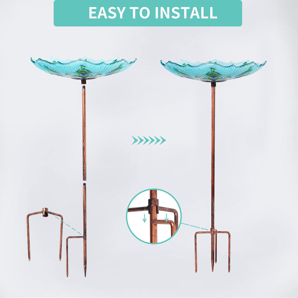 MUMTOP packaging includes parts and care guidance for the bird bath.