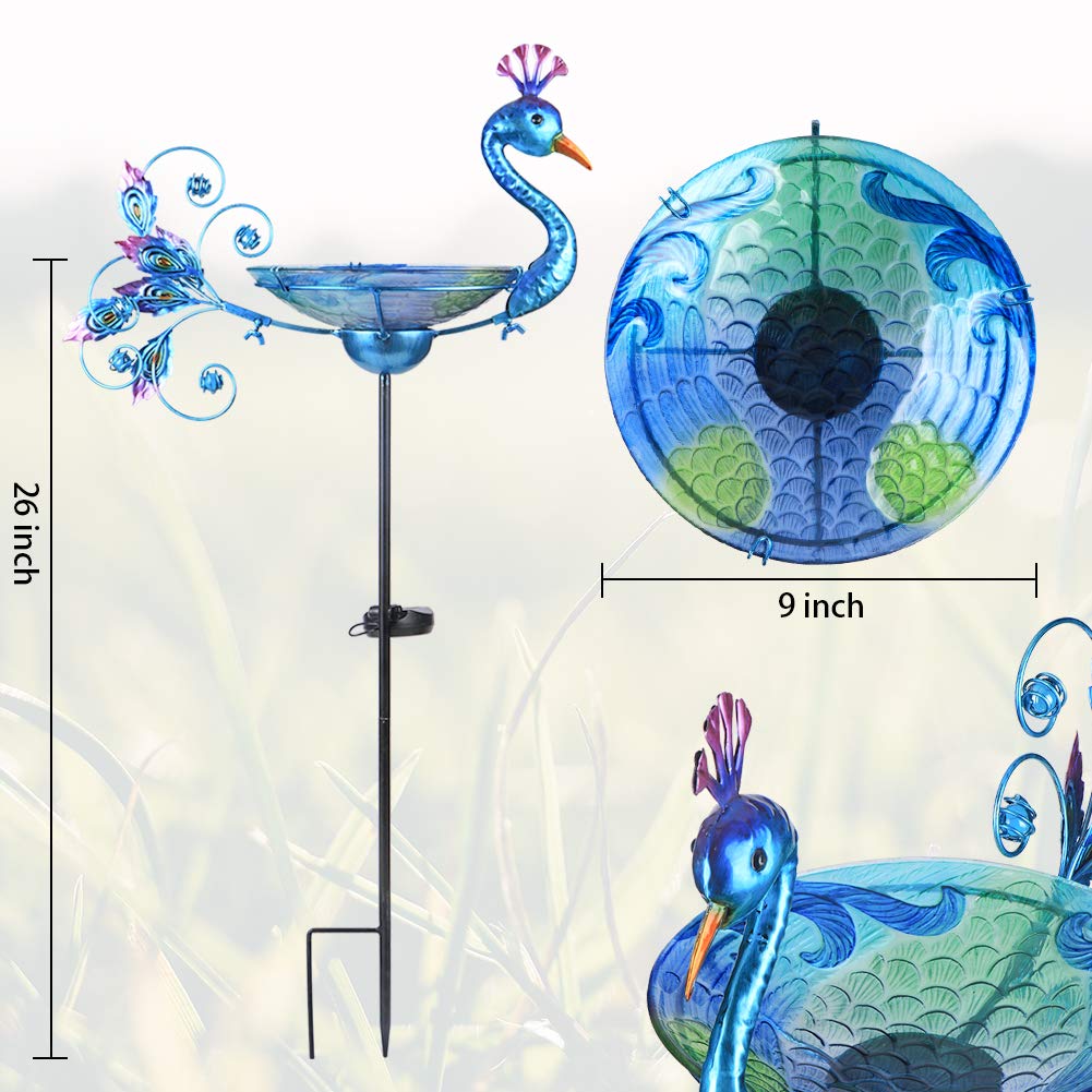 MUMTOP peacock metal stake adds visual focal point and sturdy anchoring.