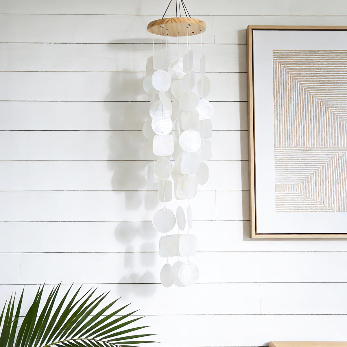 MUMTOP Shell Wind Chimes as garden decor with delicate capiz elements.