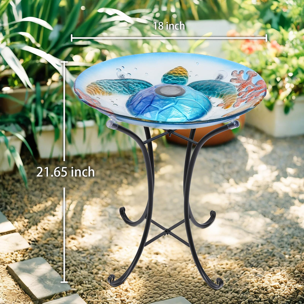 MUMTOP solar LED lights on bird bath illuminate evenings in garden