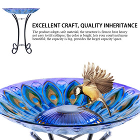 MUMTOP solar-powered LED lights illuminate the birdbath for a calming night ambiance.