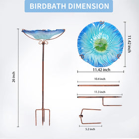 MUMTOP stainless steel stake supports the birdbath securely in wind.