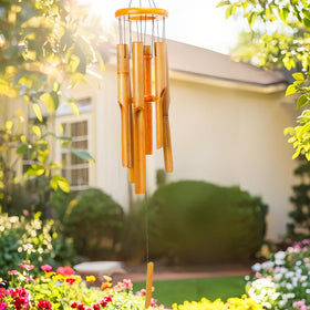 MUMTOP wind chimes with varied-length bamboo tubes for pristine outdoor sound.