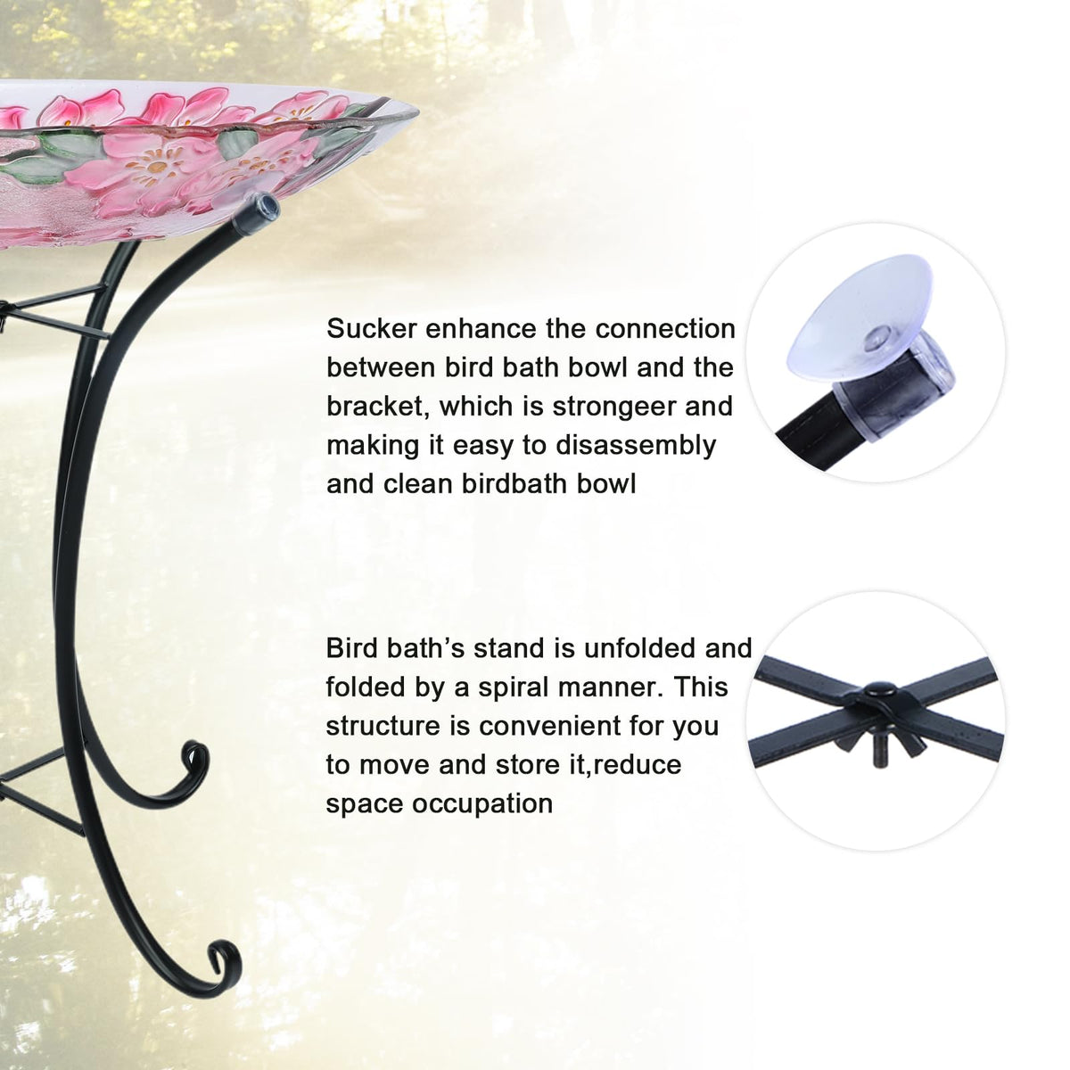 MUMTOP cardinal decor birdbath adds color and focal point to your garden.