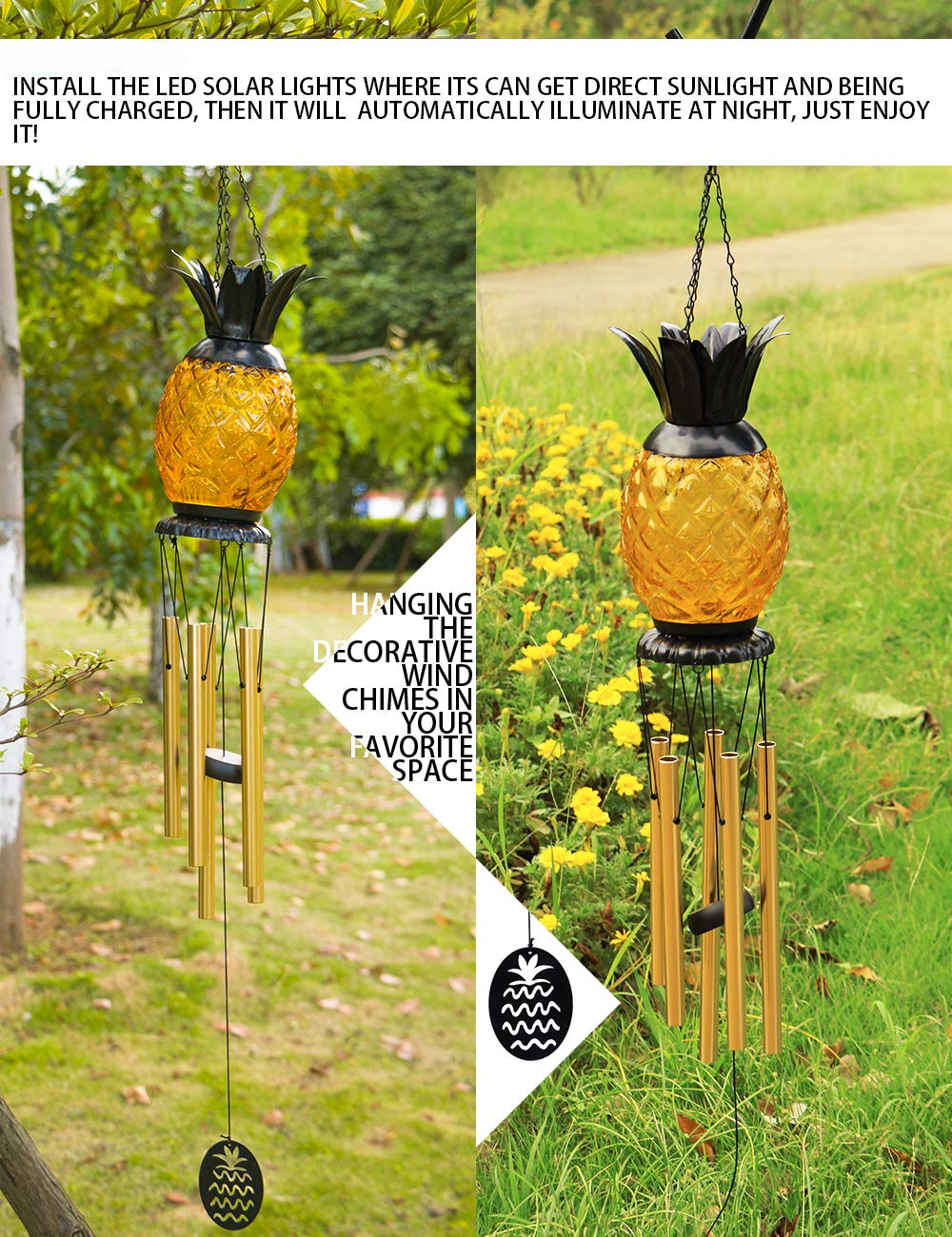 MUMTOP wind chime tubes emit gentle tones during a coastal evening.
