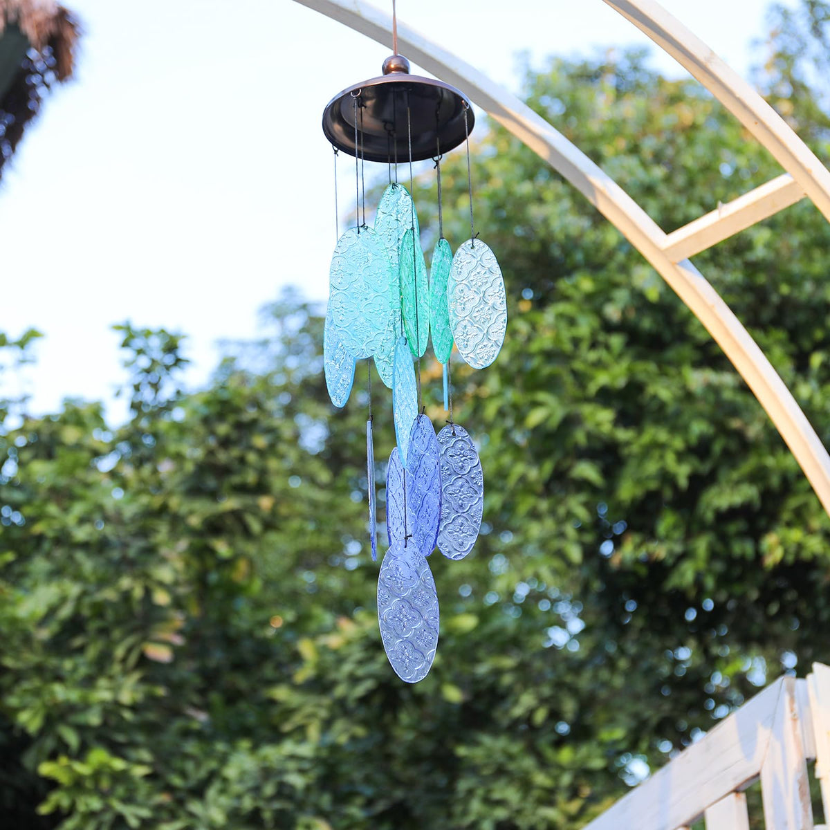 MUMTOP beachside shop decor wind chimes with vibrant stained glass