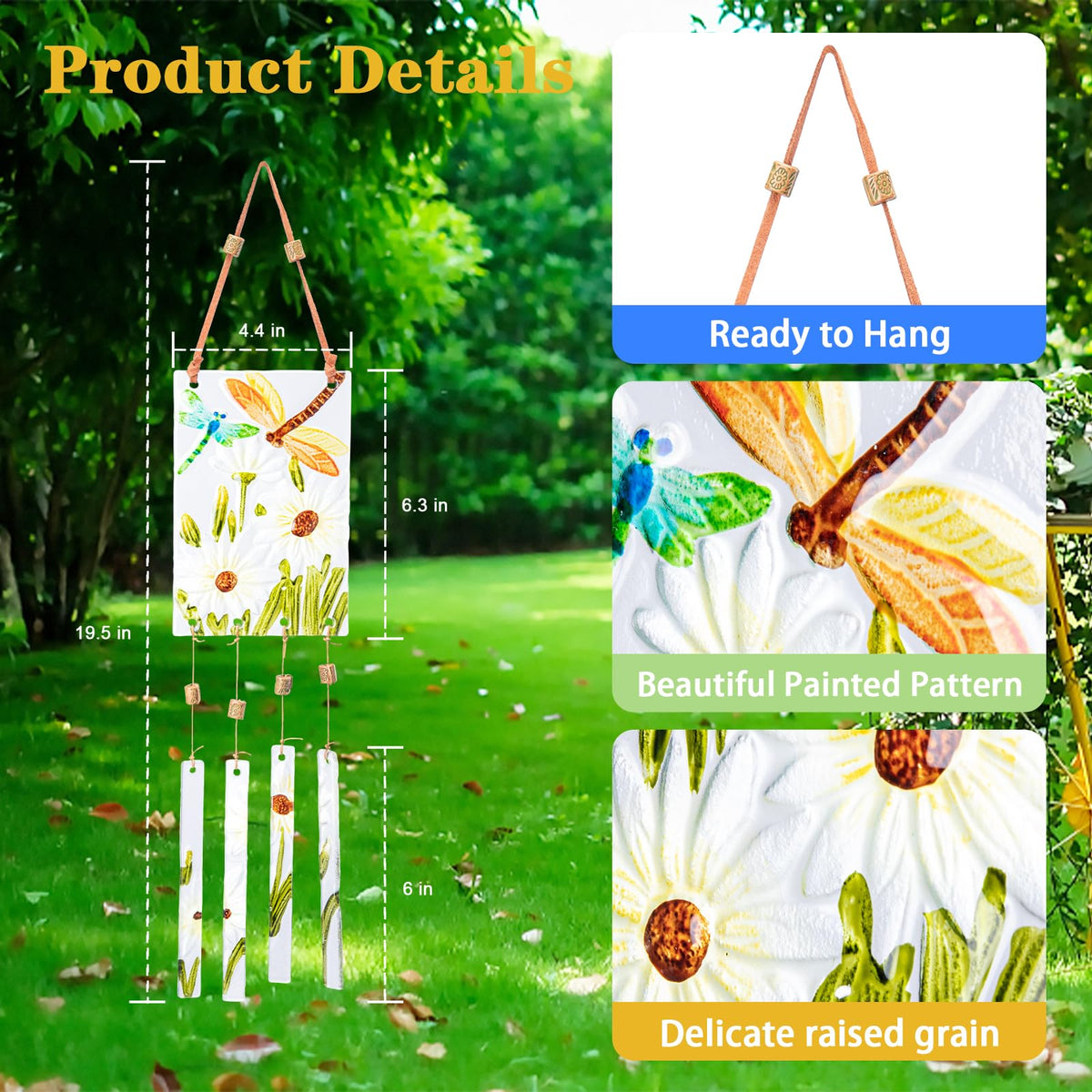 MUMTOP stained glass wind chimes brighten porch with gentle melodic tones