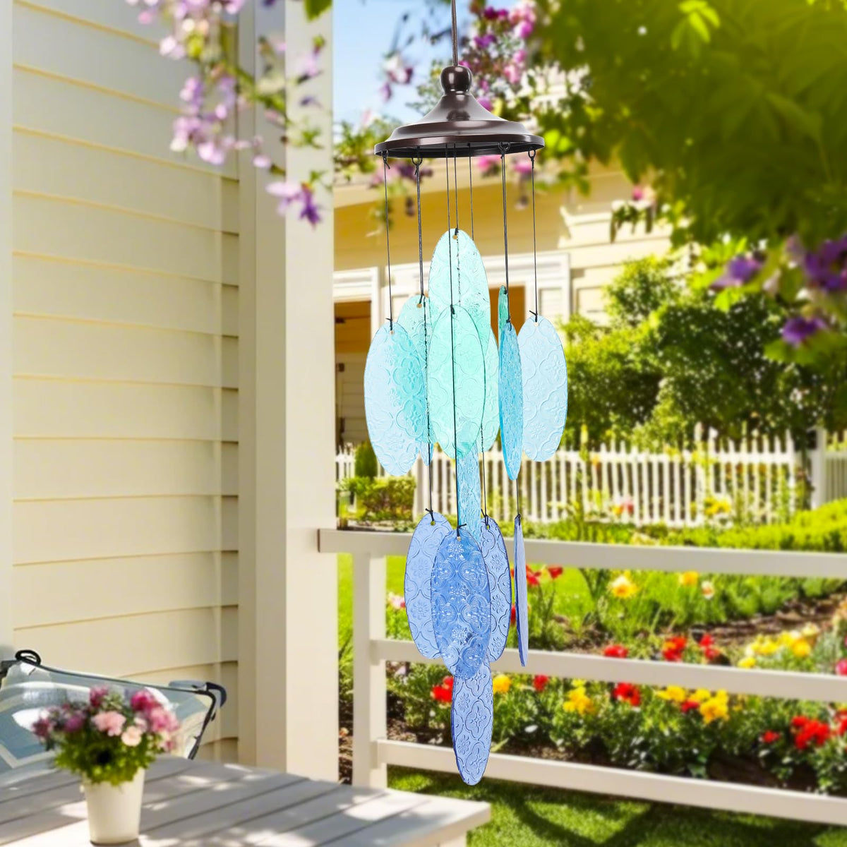 MUMTOP yard wind chimes provide ambient glass chimes as wind moves
