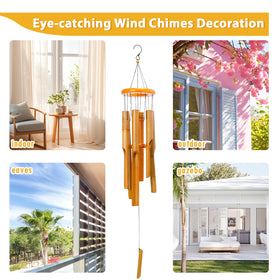 MUMTOP wooden wind chimes create an outdoor focal point for gardens.