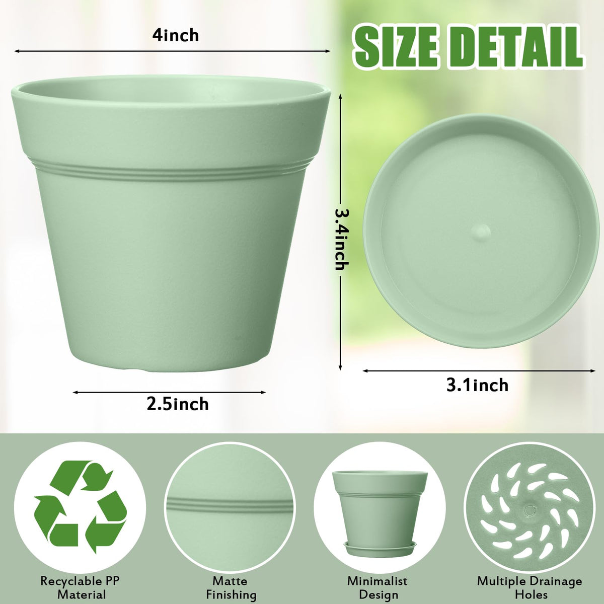 Mumufy 4-inch plant pot top view for small plants.