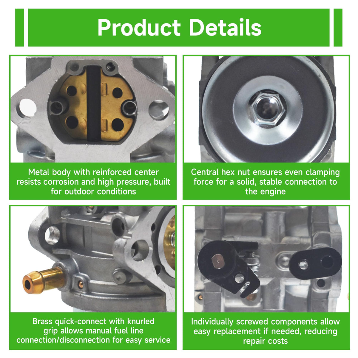 Munirater carburetor side view highlights durable build and precise connections
