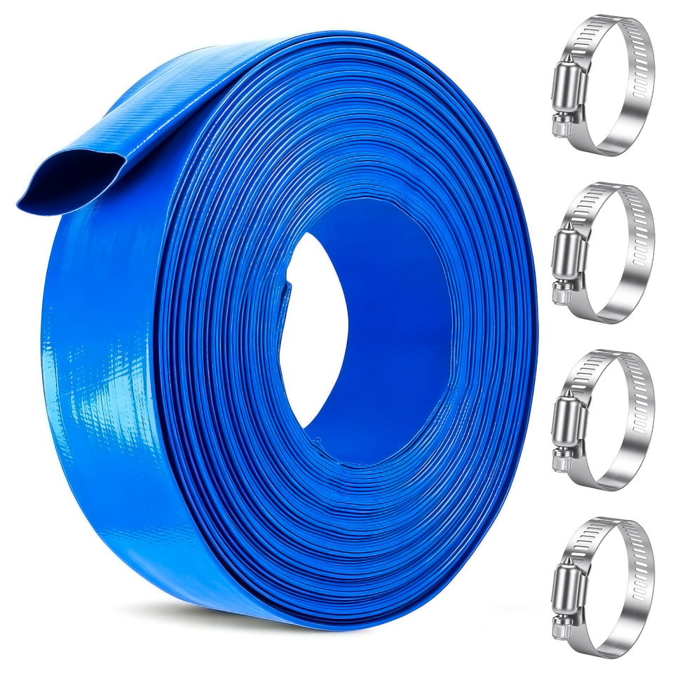 MUSCCCM 2-inch x 100-foot pool backwash hose in use for efficient drainage.