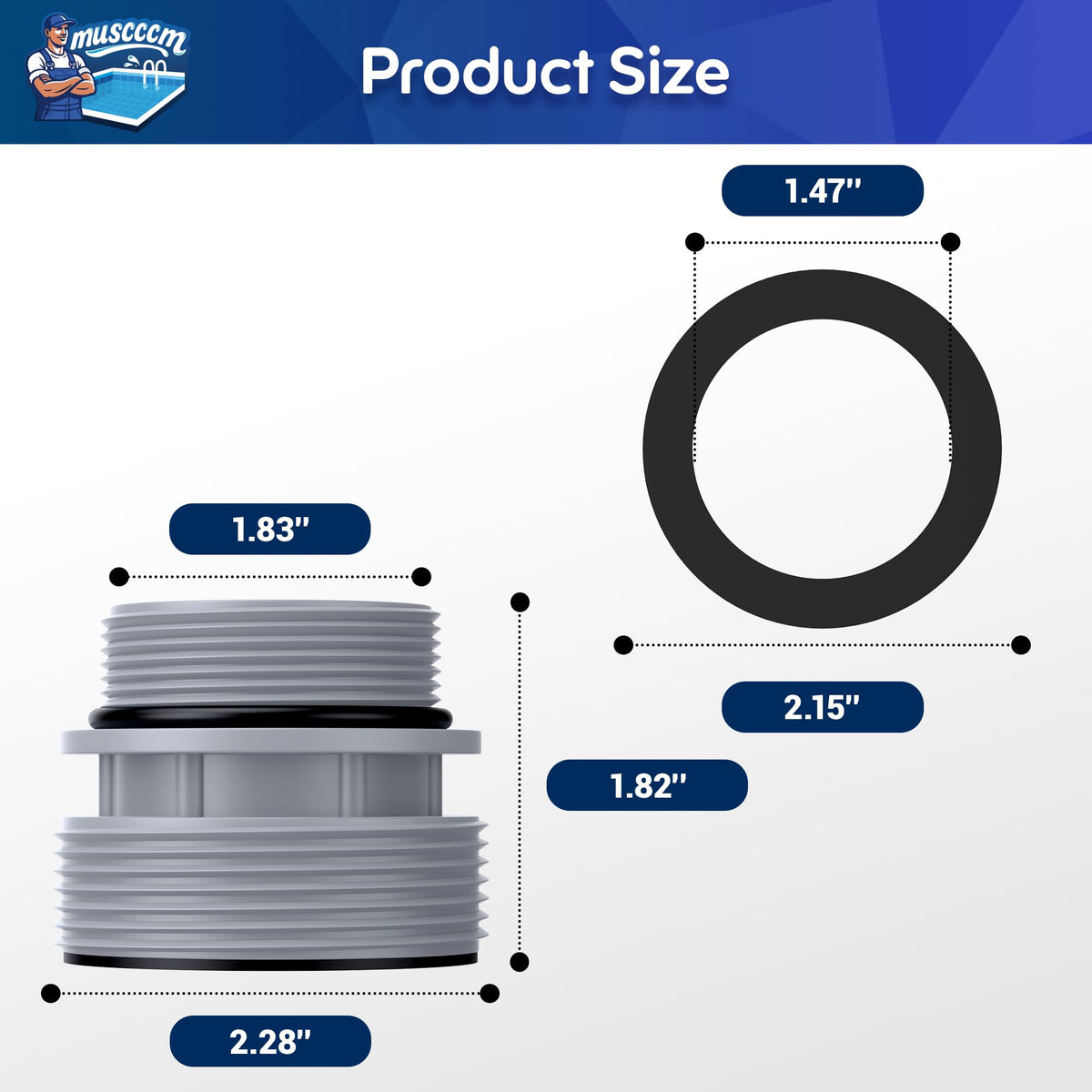 MUSCCCM 4560 conversion kit connects Intex and Hayward pumps with durable seals