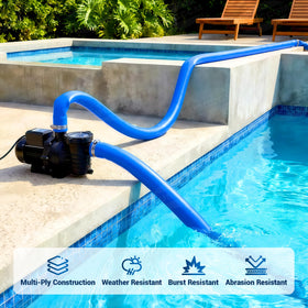 Flat-fold MUSCCCM hose stores compactly after use for easy garage storage.