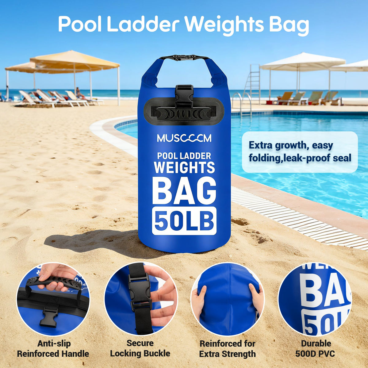 MUSCCCM leak-proof seal and folded storage for neat pool maintenance