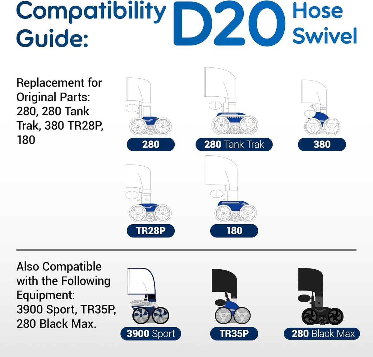 MUSCCCM hose swivel works with Polaris 280 for versatile pool maintenance.