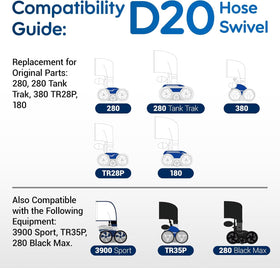 MUSCCCM hose swivel works with Polaris 280 for versatile pool maintenance.