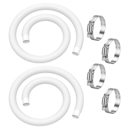 MUSCCCM pool hose with one-and-quarter-inch connection kit for secure above-ground pool setup.