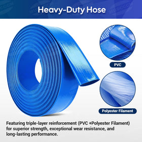 Stainless steel clamps secure the MUSCCCM backwash hose for leak-free connections.