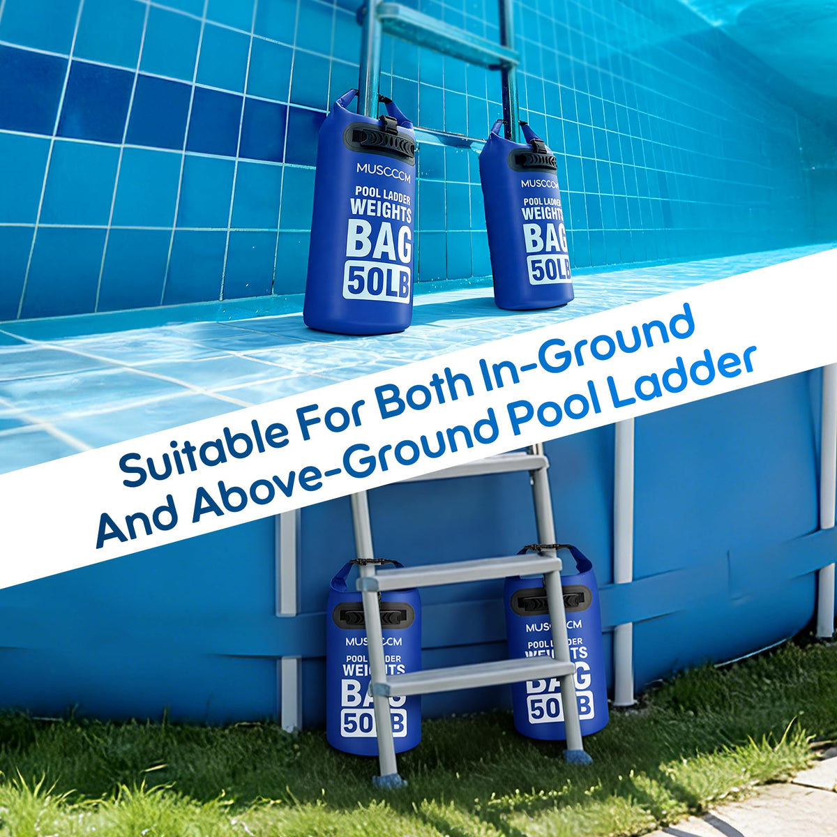 MUSCCCM two-pack ready-to-use pool step weights for home pools