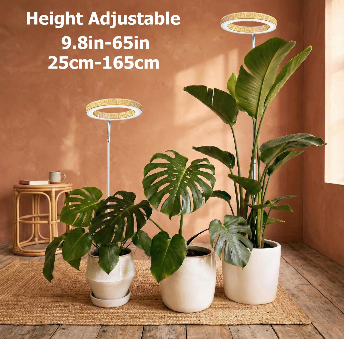MUSELUCE grow light height adjustable stand enables flexible placement for tall plants
