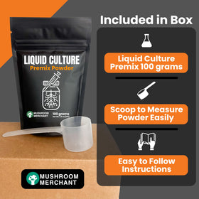 Mushroom Merchant LC Premix with included scoop for precise measurement.