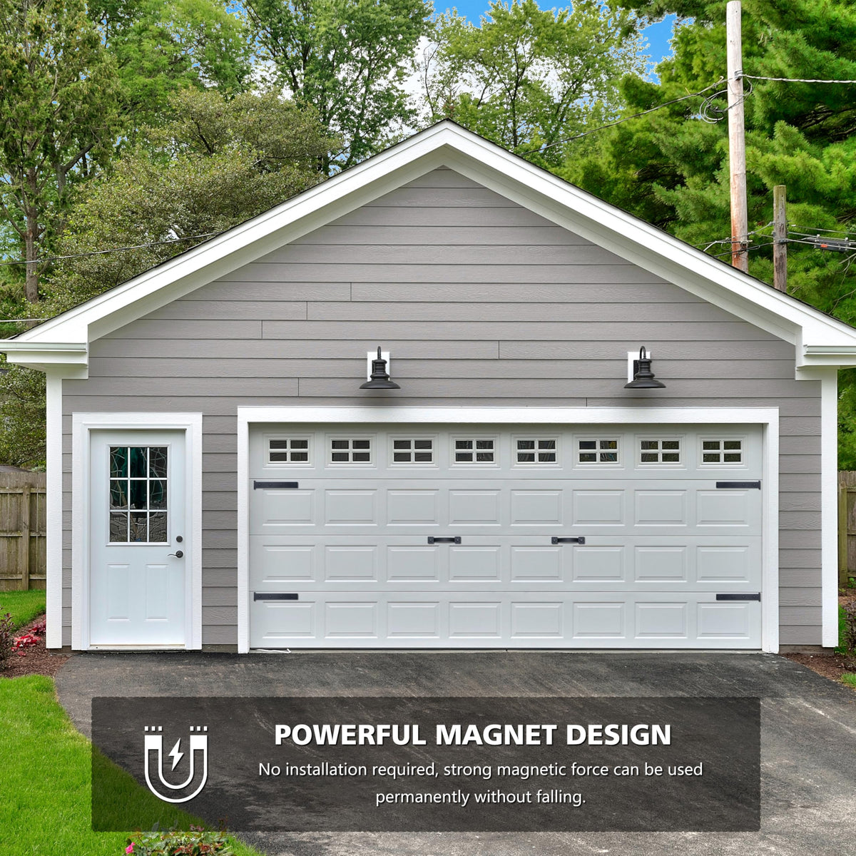 MustGood complete decorative set for carriage-house style hardware on metal doors.