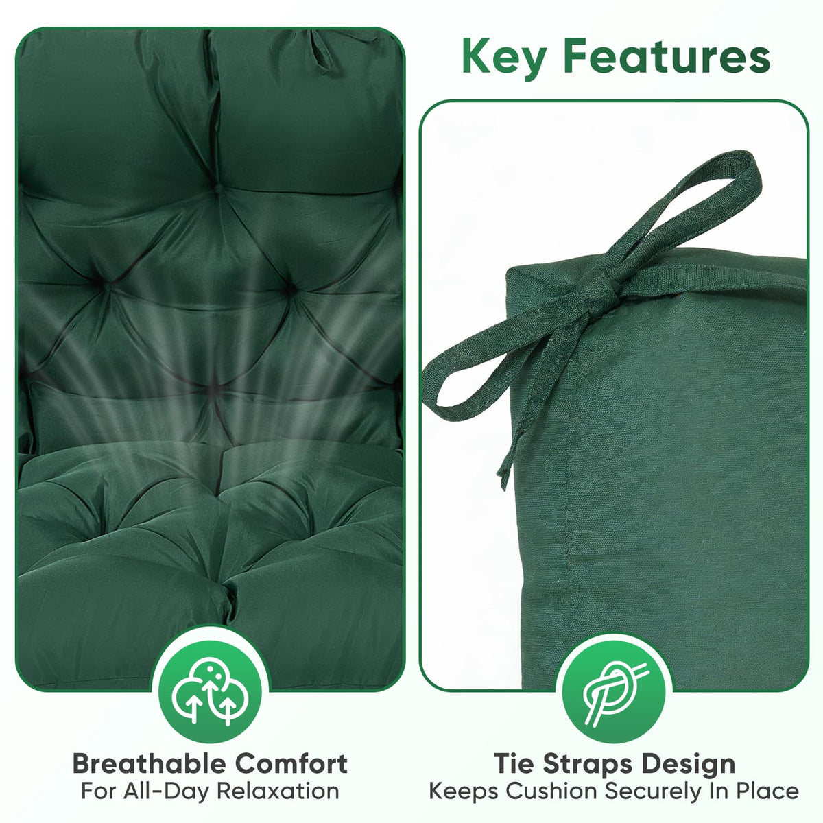 MusyVocay backrest porch swing cushion maintains shape and support