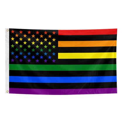 Muwodut Pride flag 3x5 ft fluttering for outdoor patio display.