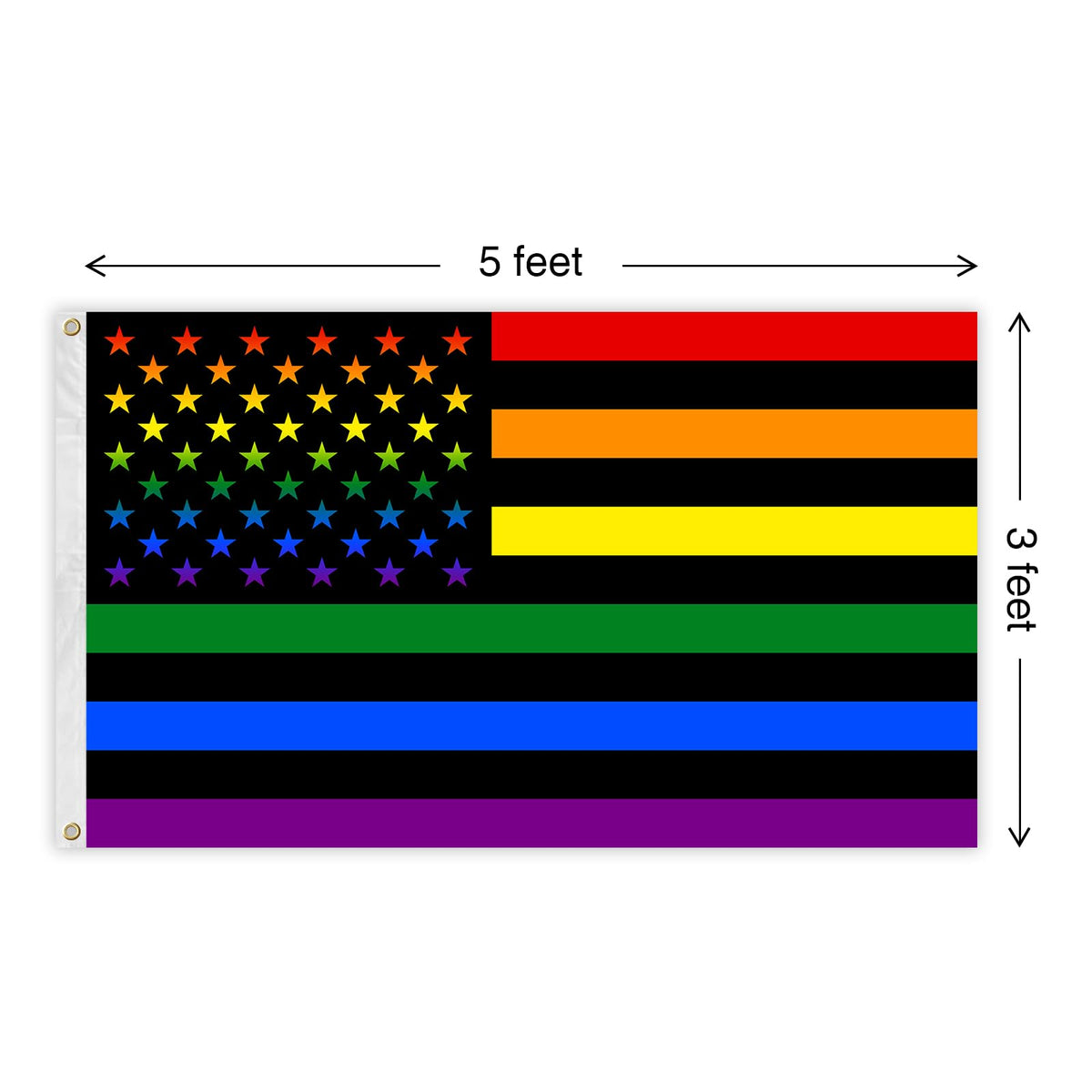 Muwodut Pride flag with two grommets for easy flagpole mounting.