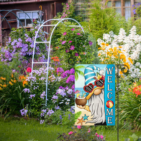 Muwodut Welcome Summer Gnomes flag patio view decorative accent