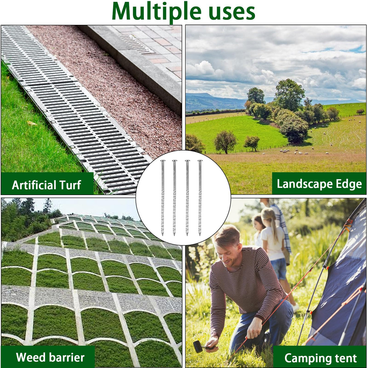 MUXHEL weed barrier stakes help hold fabric in place during installation