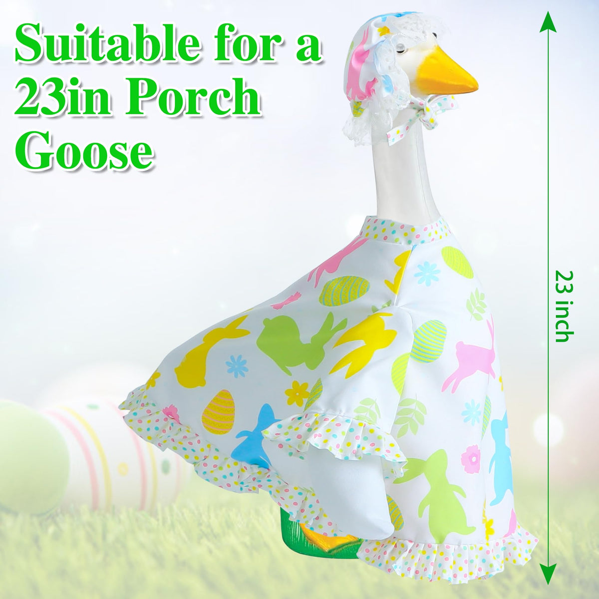 Muximud Easter goose outfit uses durable fabrics suitable for outdoor display.