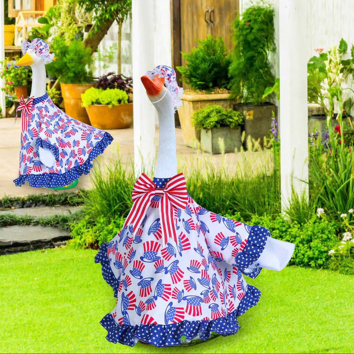 Muximud Memorial Day goose outfit ready for outdoor celebrations.