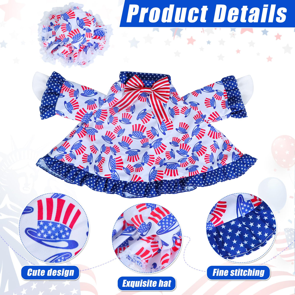 Muximud red white blue goose costume adds festive charm to garden statues.