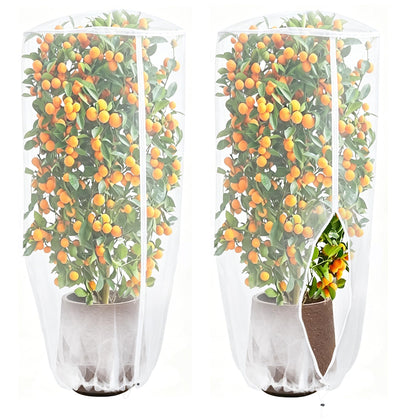 Muximud vertical planter netting cover front view protecting strawberries and herbs from birds