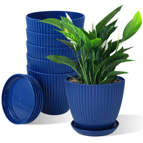 MUXINCAMP 7-inch blue plant pots set adds color and space for gardens