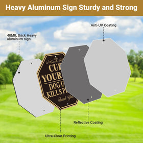 MUXYH curb your dog sign with 28-inch stake installed in lawn