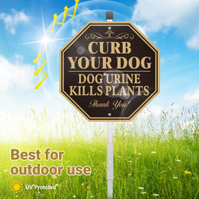 MUXYH curb your dog sign no pee warning visible to neighbors