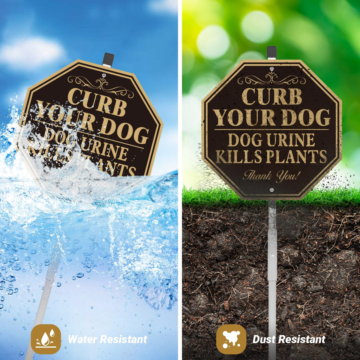 MUXYH curb your dog sign designed for outdoor use in garden and porch