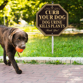 MUXYH curb your dog sign reusable outdoor yard display