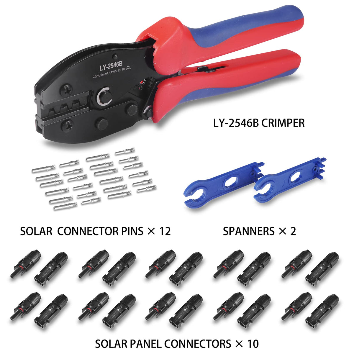 MUYI solar connectors pairs (male and female) for reliable quick connections.