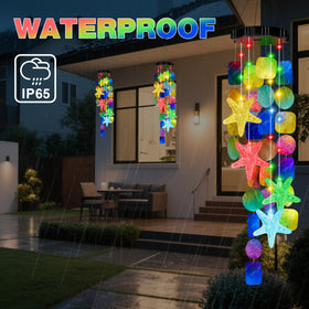 MUYUN Solar shell wind chimes for porch, offering daytime display and night-time glow.