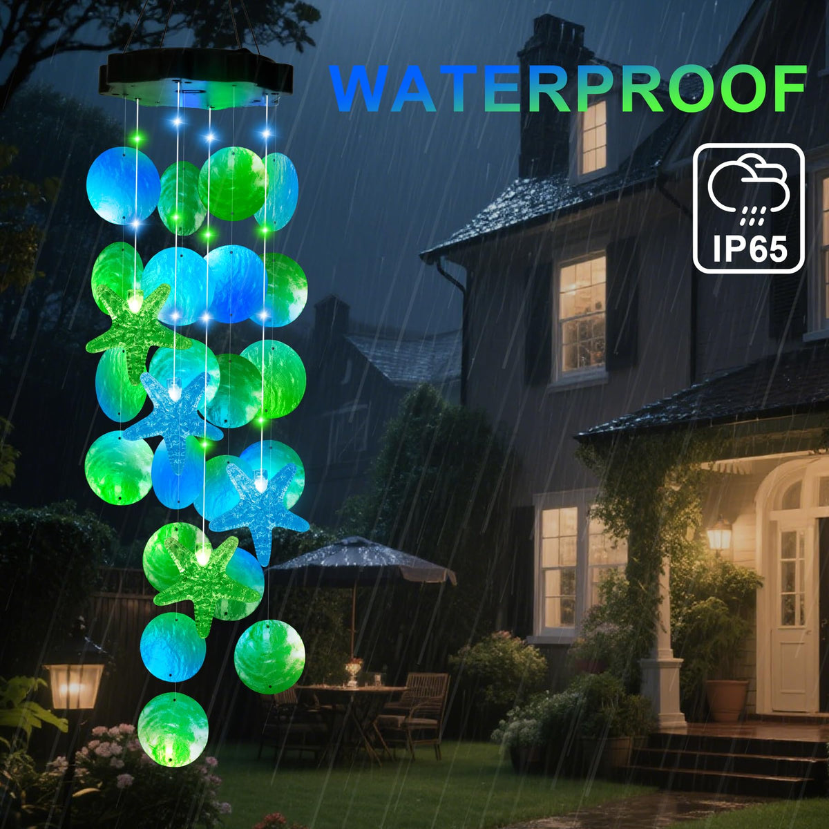 MUYUN wind chimes with portable design and swivel hook for easy placement.